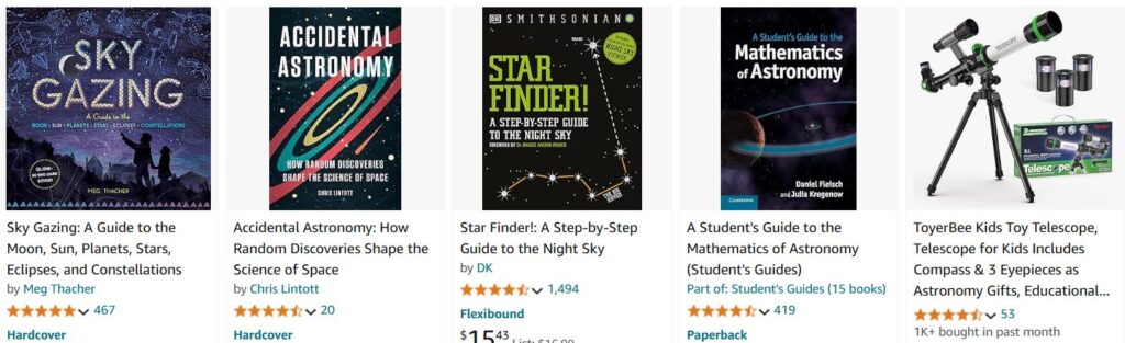 astronomy x 5 incl telescope and accidental astronomy star gazing and more